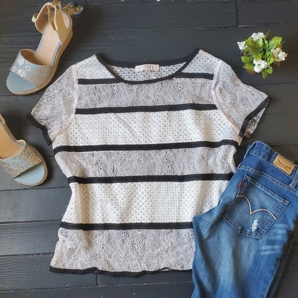 [Ann Taylor Loft] Lace Top - L - Picture 1 of 6